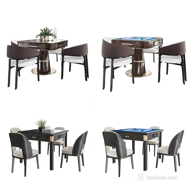 Stylish Modern Entertainment Table Set With Comfortable Chairs And Smooth Wooden Surface 3d model 