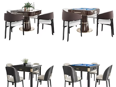 Stylish Modern Entertainment Table Set With Comfortable Chairs And Smooth Wooden Surface 3d model