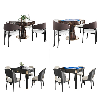 Modern Mahjong Table and Chair Mahjong Table Dining Table and Chair Combination 3d model