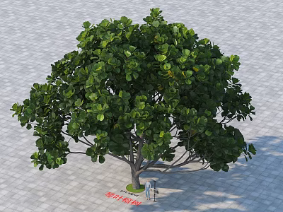 Lush Green Arbor With Dense Foliage And Two Silhouettes On Gray Paved Ground 3d model