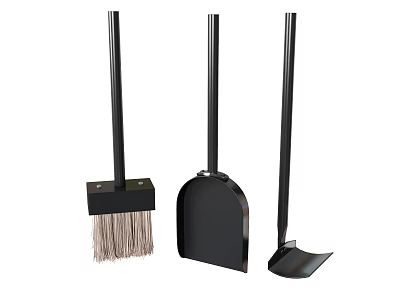 Black Broom Dustpan And Shovel Cleaning Tool Set For Household Use 3d model