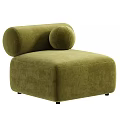 Modern Light Tone Fabric Single Sofa with Round Armrest and Accent Pillows 3d model