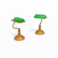 Elegant Vintage Table Lamps With Green Shade And Golden Base Design