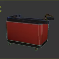 Red Utility Cart with Wheels Handle and Metal Top Storage Design