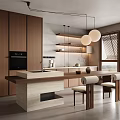 Quiet Wind Restaurant Island Table Restaurant Sideboard Bar Table Island Table Single Chair Chandelier 3d model