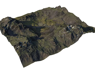 Natural Garden Landscape with 3D Mountain Terrain Valley and Lush Vegetation 3d model