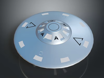 Sci Fi Character And Alien Creature Examining Blue Circular Device With Geometric Patterns 3d model