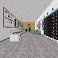 Modern Digital Store Interior With Mobile Phone Display Racks And Counters 3d model