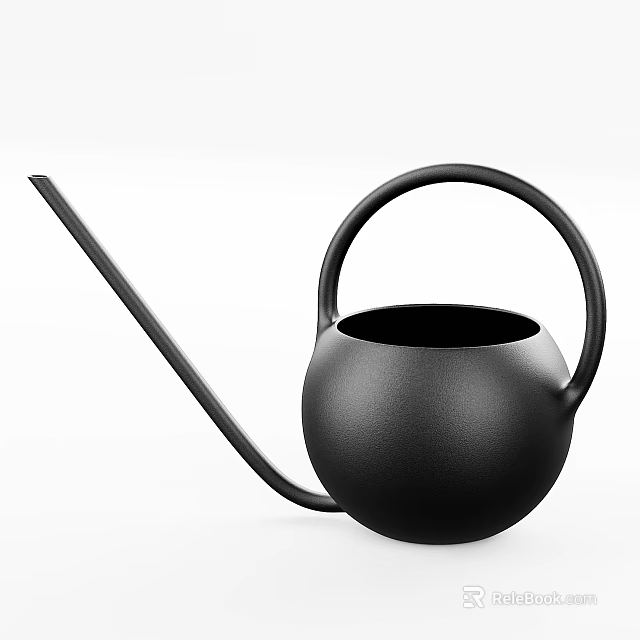 Modern Black Minimalist Tea Set Featuring Ceramic Spherical Teapot With Long Spout And Loop Handle 3d model