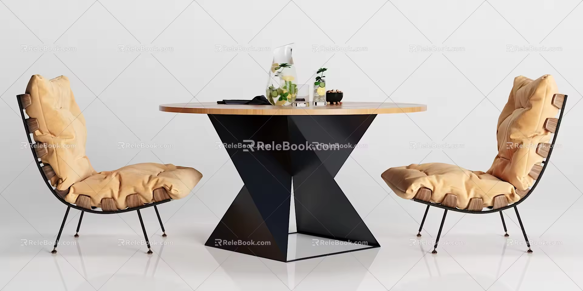 Modern Table and Chair Combination Simple Casual Chair Dining Table Combination 3d model