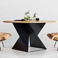 Modern Table and Chair Combination Simple Casual Chair Dining Table Combination 3d model