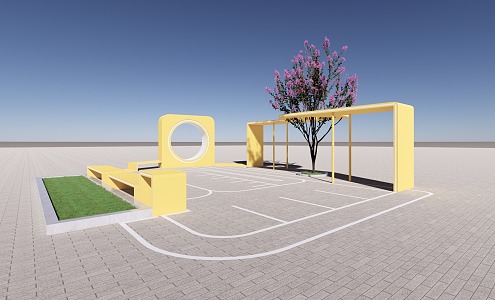 Pocket Park Modern Park 3d model