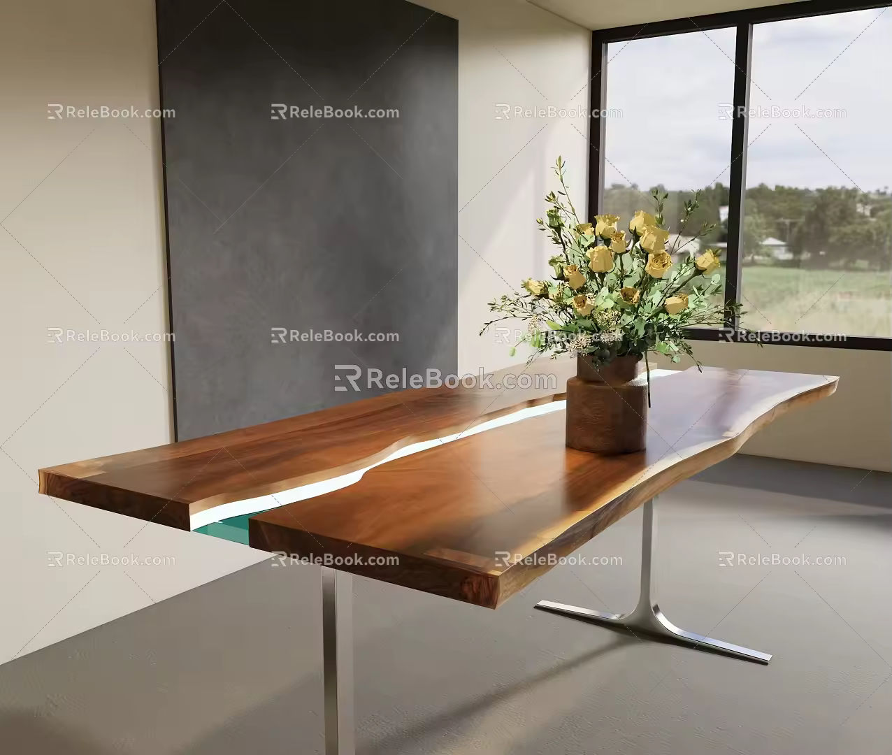 Quiet table Water table Wood table 3d model