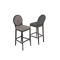 Stylish Modern Bar Stools Featuring Round Backrest Upholstered Beige Gray Seats And Black Brown Frames