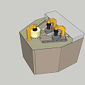 Other Mechanical Structure With Yellow Gray Components On Hexagonal Base 3d model