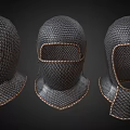 Medieval Chainmail Helmets With Leather Trim For Historical Protection Gear