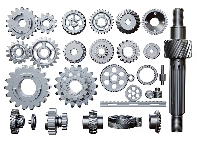 Various Types Of Mechanical Gears And Machine Parts Design Collection 3d model