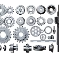 Various Types Of Mechanical Gears And Machine Parts Design Collection