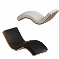 Stylish Modern Lounge Chairs with Curved Design Black and White Leather Upholstery and Wooden Frame