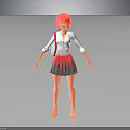 Anime Style Character With Pink Hair And School Uniform Outfit Design