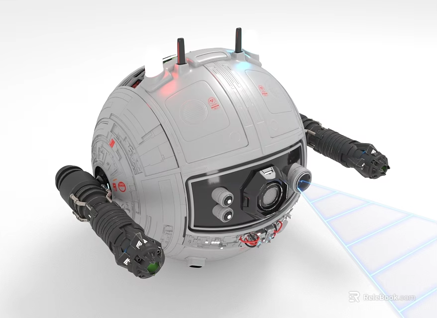Smart Spherical Machine With Mechanical Arms And Cameras 3d model 