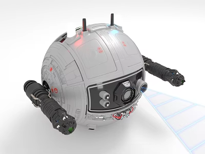 Smart Spherical Machine With Mechanical Arms And Cameras 3d model