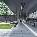 Modern Outdoor Pergola With Hanging Lights Green Lawn And Seating Area