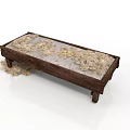 Rustic Wooden Bench With Natural Patterned Cushion And Solid Wood Frame Design