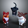Cute Cartoon Cats with Different Colored Fur in Playful 3D Character Design