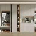 Modern Shoe Cabinet With Storage Shelves Mirror And Clothing Hanger In Bright Natural Light Interior