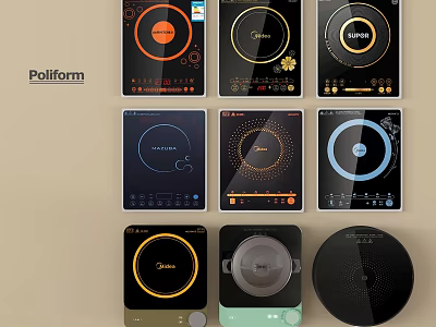 Poliform Induction Cooktops With Various Designs And Modern Control Panels For Kitchen Use 3d model