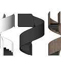 Modern Spiral Staircases With Metal Black And Wooden Stylish Designs