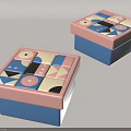 Modern Sofa Stool With Colorful Geometric Pattern In Pink Blue White And Black Design 3d model