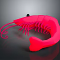 Black Smooth Furniture Surface With Pink Shrimp Shaped Decor And Curved Antennae Legs