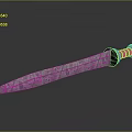 Ancient Textured Sword With Silver Decorated Hilt On Smooth Black Surface Showing Reflection
