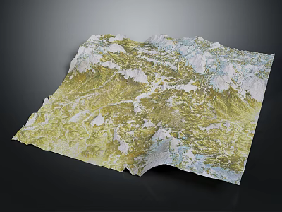 Garden Landscape Design Map Displaying Terrain Green Vegetation And White Water Areas 3d model