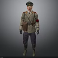 Man in Military Uniform Wearing Cap Armband Leather Bag and Boots