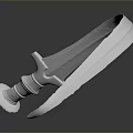 Curved Silver Metal Weapon With Handle Streamlined Design And Dark Background Reflection 3d model