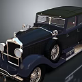 Vintage Classic Car with Dark Blue and Green Roof Chrome Grille Headlights and Spoked Wheels