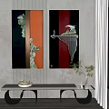 Modern Wall Art With Crane Design And Decorative Tabletop Ornaments 3d model
