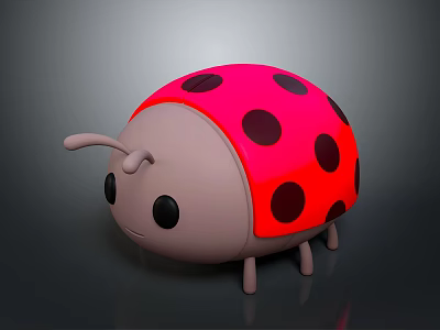 Cute 3D Cartoon Ladybug With Red Shell And Black Spots Design 3d model