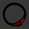 Red And Black Hair Accessory With Shiny Red Center Curved Frame And Small Red Beads