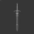 Fantasy Sword With Green Blade Golden Hilt And Emerald Gemstone Decoration