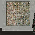 Artistic Colorful Large Painting With Leopard Sculpture In Modern Interior Decor