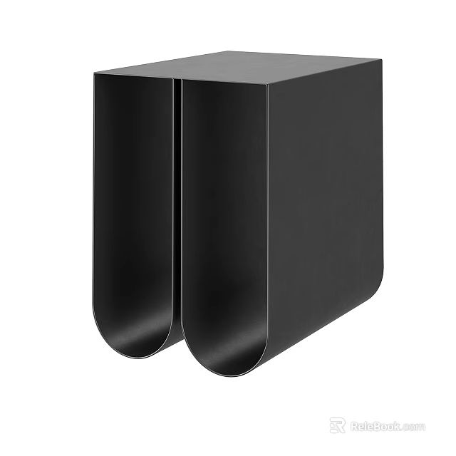 Black Modern Side Table With Sleek Curved Base And Smooth Surface Design 3d model 