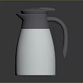 Stainless Steel Vacuum Flask With Silver Body Dark Gray Lid And Handle