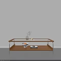Stylish Wooden Coffee Table With Metal Frame And Decorative Vase Fresh Oranges And Books