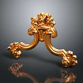 Decorative Golden Metal Furniture Leg With Intricate Carved Design For Home Decor