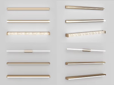 Modern Slim Strip Wall Lamps In Gold Silver And Brushed Metal Finishes 3d model