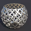 Silver Hollow Spherical Garden Ornament with Intricate Geometric Pattern Design